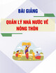 Bài giảng Quản lý nhà nước về nông thôn